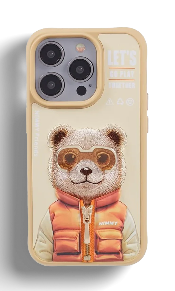 Coque iPhone Cuir Avec Ourse Marron – Image 1